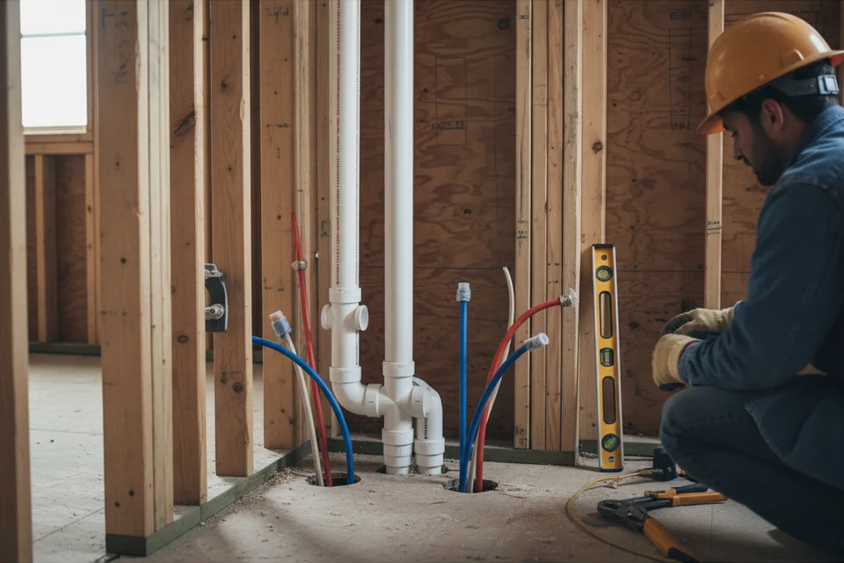 Drain and supply rough-in during Leak Detection in Whitakers