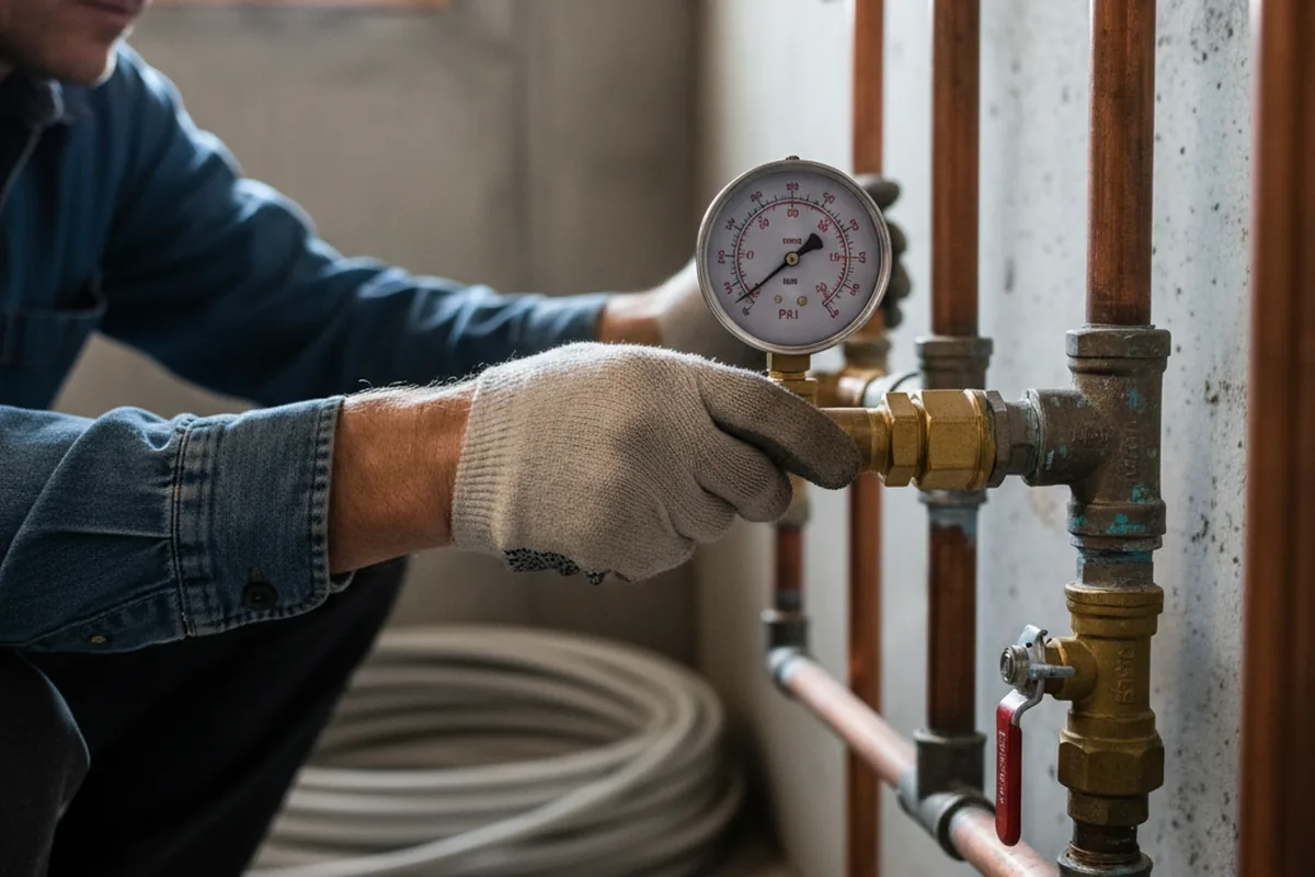 Pressure testing a repaired line during Water Line Repair in Whitakers